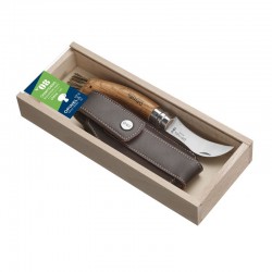 N°08 VRI zavírací nůž OPINEL houbařský se štětcem, s pouzdrem v dřevěné kazetě